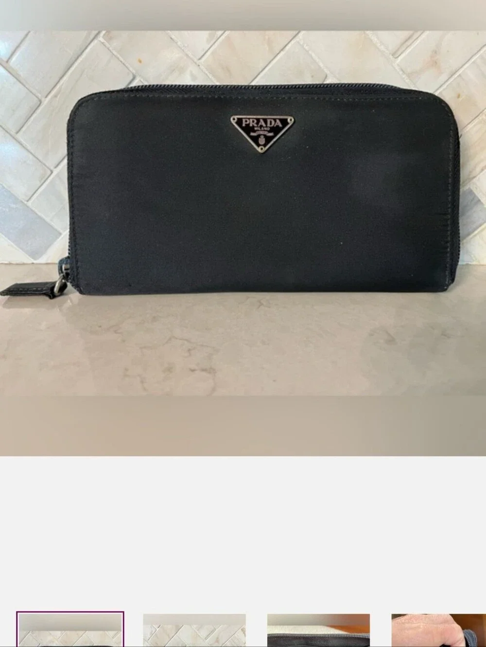 Prada Tessuto Zip Around Wallet Black